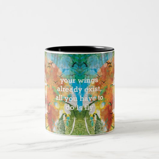 Waterverf vogels schilderen met geperzonaliseerd c tweekleurige koffiemok (Center)