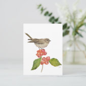 Waterverf vogels "Sylvia curruca" Feestdagenkaart (Staand voorkant)