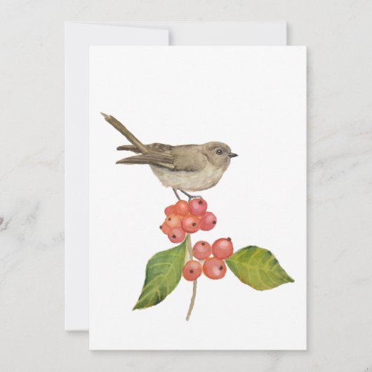 Waterverf vogels "Sylvia curruca" Feestdagenkaart (Voorkant)