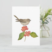 Waterverf vogels "Sylvia curruca" Feestdagenkaart (Staand voorkant)