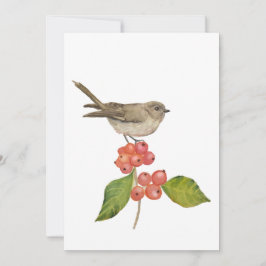 Waterverf vogels "Sylvia curruca" Feestdagenkaart