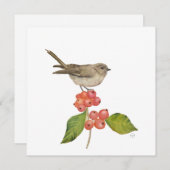 Waterverf vogels "Sylvia curruca" Feestdagenkaart (Voorkant / Achterkant)