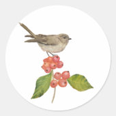 Waterverf vogels "Sylvia curruca" Ronde Sticker (Voorkant)