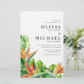 Waterverf Vogels van het Paradijs Huwelijksuitnodi (Staand voorkant)