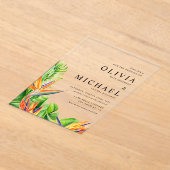 Waterverf Vogels van het Paradijs Tropische Bruilo Acryl Uitnodigingen (Laagn)