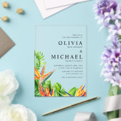 Waterverf Vogels van het Paradijs Tropische Bruilo Acryl Uitnodigingen (Insitu (Huwelijk))