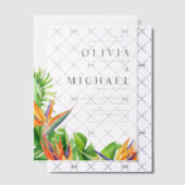 Waterverf Vogels van het Paradijs Tropische Bruilo Vellum Uitnodigingen (Offset (Uitnodiging))