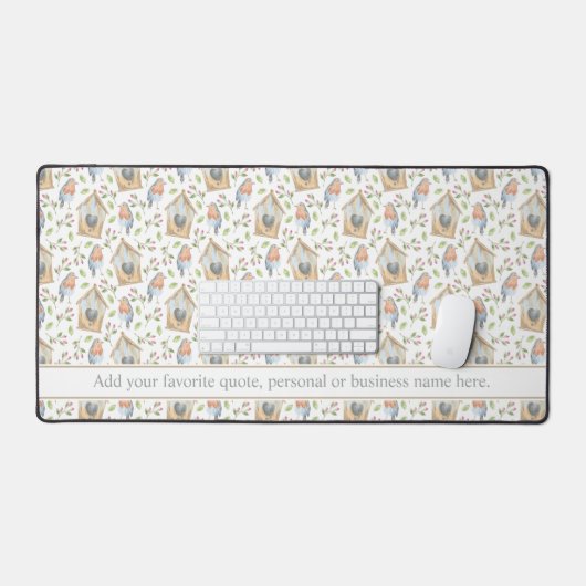 Waterverf Vogels & Vogelhuis Patroon Aangepaste te Bureaumat (Keyboard & Muis)