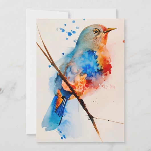 Waterverf vogelschilderende canvas Wall Art Blue B Bedankkaart (Voorkant)