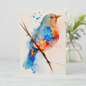 Waterverf vogelschilderende canvas Wall Art Blue B Bedankkaart (Staand voorkant)