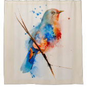 Waterverf vogelschilderende canvas Wall Art Blue B Douchegordijn (Voorkant)