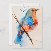 Waterverf vogelschilderende canvas Wall Art Blue B Feestdagenkaart (Voorkant)