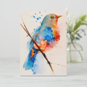 Waterverf vogelschilderende canvas Wall Art Blue B Feestdagenkaart (Staand voorkant)