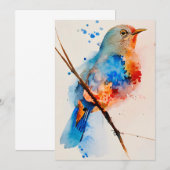 Waterverf vogelschilderende canvas Wall Art Blue B Kaart (Voorkant / Achterkant)