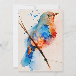 Waterverf vogelschilderende canvas Wall Art Blue B Kaart