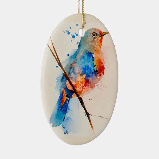 Waterverf vogelschilderende canvas Wall Art Blue B Keramisch Ornament (Rechts)