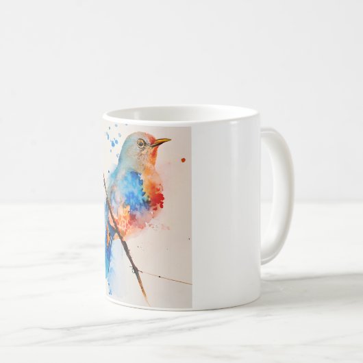 Waterverf vogelschilderende canvas Wall Art Blue B Koffiemok (Voorkant rechts)