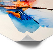 Waterverf vogelschilderende canvas Wall Art Blue B Poster (Hoek)