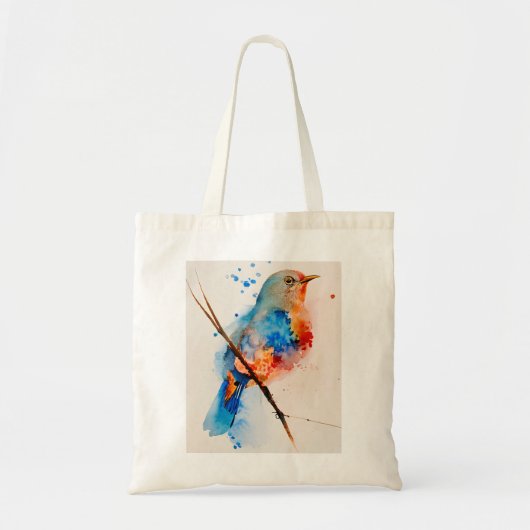 Waterverf vogelschilderende canvas Wall Art Blue B Tote Bag (Voorkant)