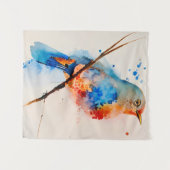 Waterverf vogelschilderende canvas Wall Art Blue B Wandkleed (Voorkant (horizontaal))