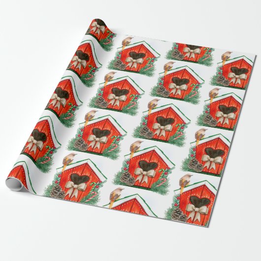 Waterverf vogelstand cadeaupapier (Uitgerold)