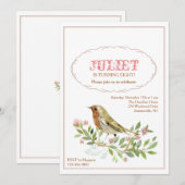 Waterverf Vogeluitnodiging Kaart (Voorkant / Achterkant)