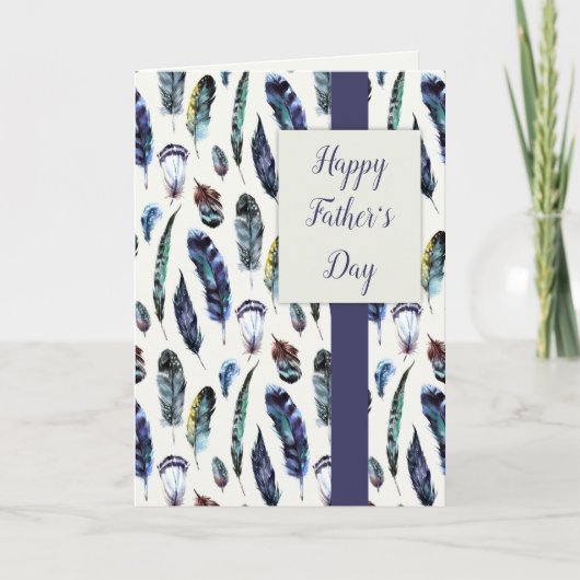 Waterverf Vogelvezel Veters Aangepaste Vaderdag Kaart (Voorkant)