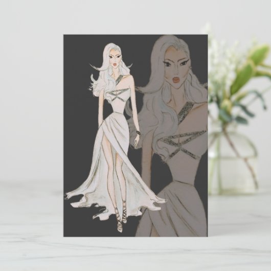 Waterverf Vogue Couture Mode Show Kaart (Staand voorkant)