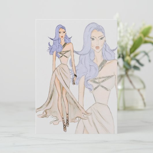 Waterverf Vogue Couture Mode Show Kaart (Staand voorkant)