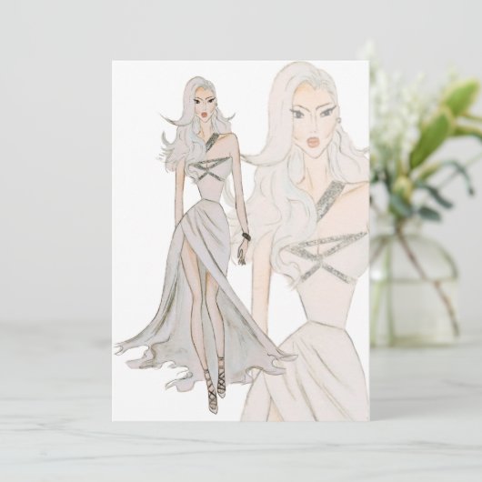 Waterverf Vogue Couture Mode Show Kaart (Staand voorkant)