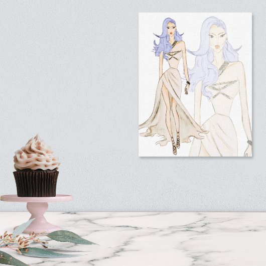 Waterverf Vogue Mode Model Canvas Afdruk