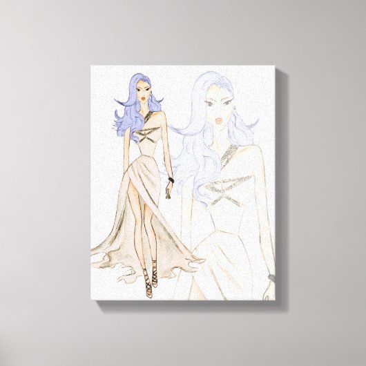 Waterverf Vogue Mode Model Canvas Afdruk (Voorkant)