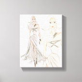 Waterverf Vogue Mode Model Canvas Afdruk (Voorkant)