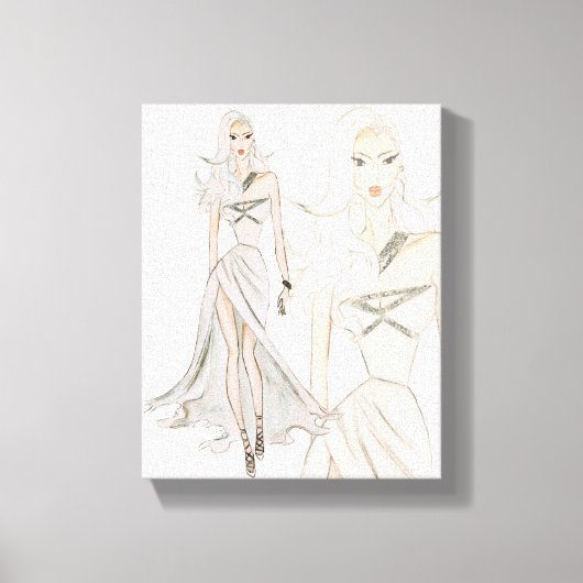Waterverf Vogue Mode Model Canvas Afdruk (Voorkant)
