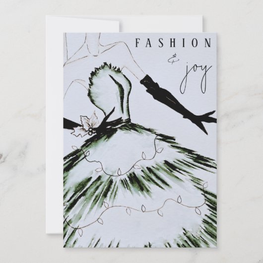 Waterverf Vogue Mode Model Kerst Feestdagenkaart (Voorkant)