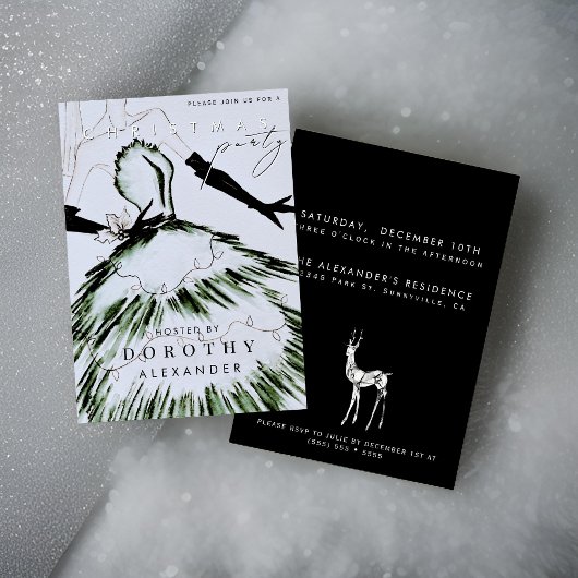 Waterverf Vogue Mode Model Kerstfeest Kaart