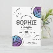 Waterverf Voleyball Verjaardagsuitnodiging Kaart (Staand voorkant)