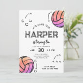 Waterverf Voleyball Verjaardagsuitnodiging Kaart (Staand voorkant)