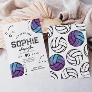 Waterverf Voleyball Verjaardagsuitnodiging Kaart