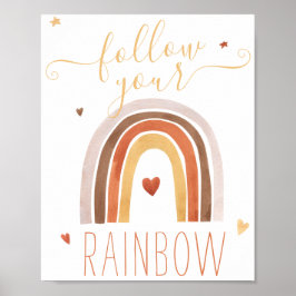 Waterverf Volg uw regenboog Poster