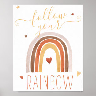 Waterverf Volg uw regenboog Poster