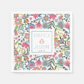 Waterverf Volk Bloemige gepersonaliseerde naam Servet (Voorkant)