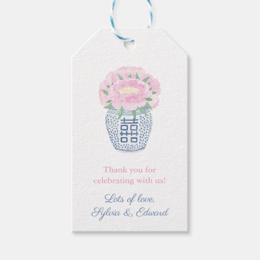 Waterverf volken in het Vrijgezellenfeest Ginger J Cadeaulabel (Voorkant)