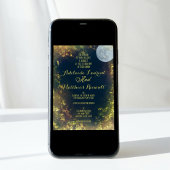 Waterverf Volle Maan Celestial Bruiloft: Blauw & G Kaart