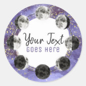 Waterverf Volle Maan Maancyclus Nachtelijke Hemele Ronde Sticker (Voorkant)