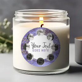 Waterverf Volle Maan Maancyclus Nachtelijke Hemele Ronde Sticker