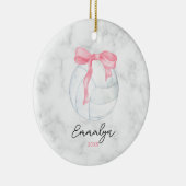 Waterverf Volleybal met Girly Pink Coquette Bow Keramisch Ornament (Rechts)