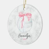 Waterverf Volleybal met Girly Pink Coquette Bow Keramisch Ornament (Links)