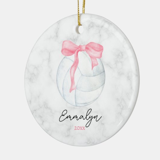 Waterverf Volleybal met Girly Pink Coquette Bow Keramisch Ornament (Links)