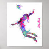 Waterverf volleybalspeler sms poster (Voorkant)
